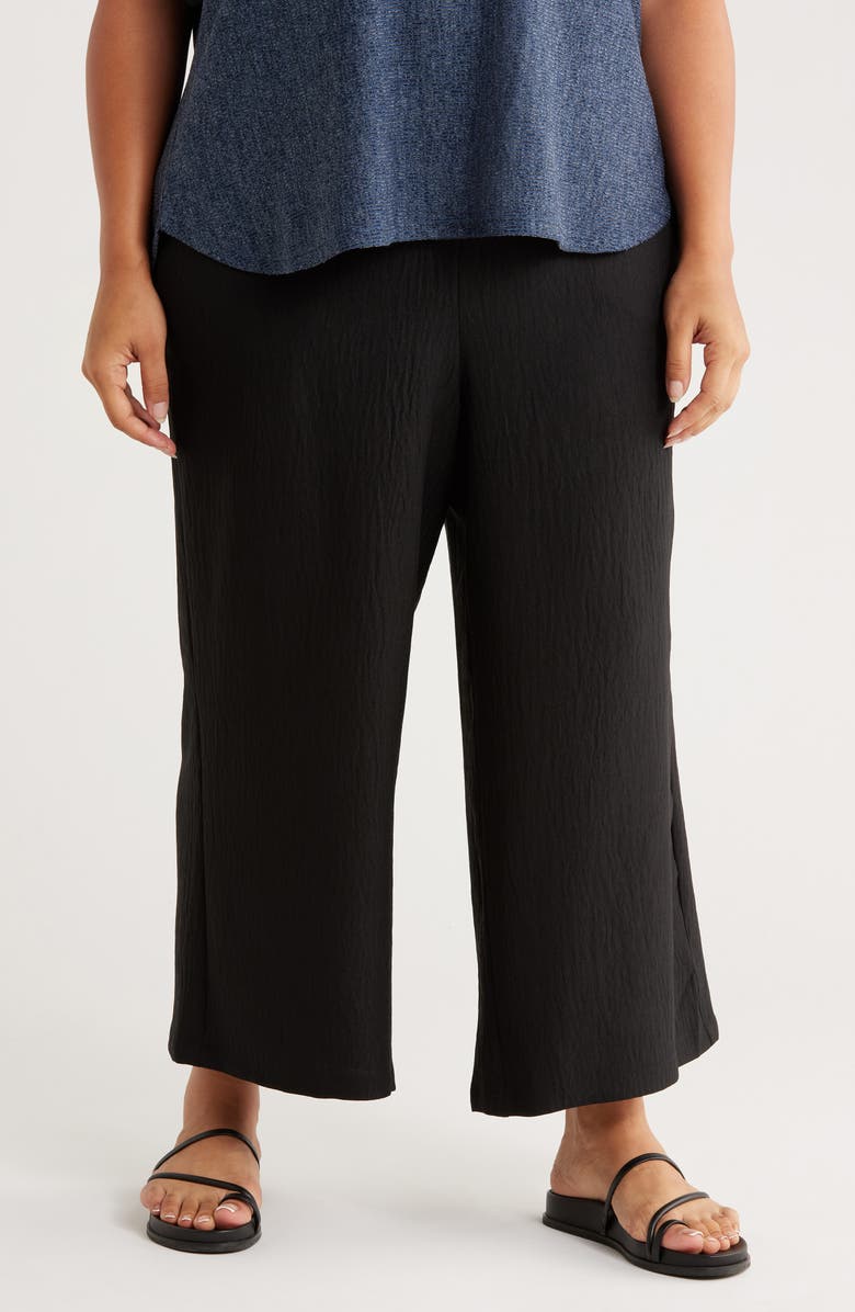 MAX STUDIO Textured Wide Leg Crop Pants, Main, color, Black