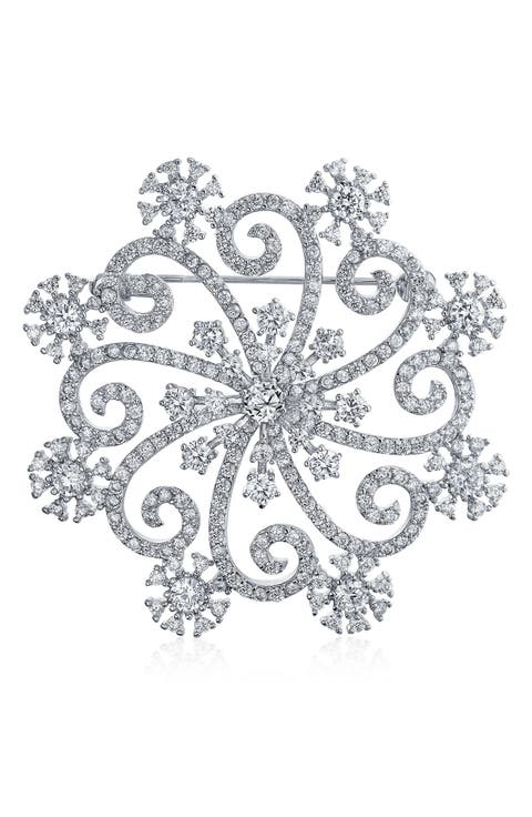 Large Sworl CZ Brooch