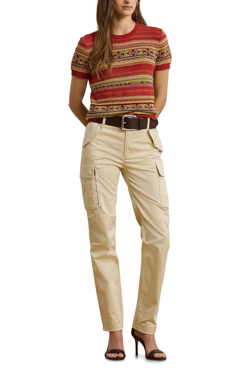 Lauren Ralph Lauren Geo Stripe Short Sleeve Sweater, Alternate, color, 