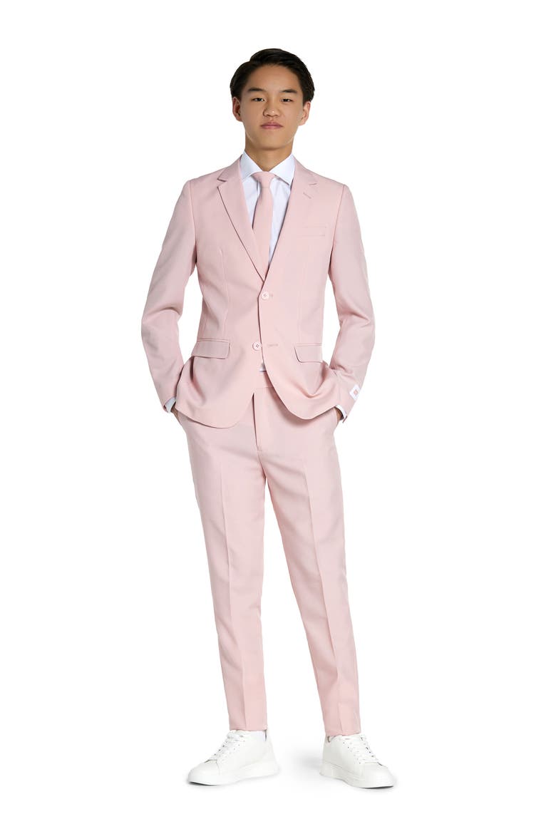 Kids' Blush Two-Piece Suit & Clip-On Tie, Main, color, PINK