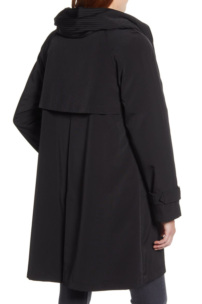 Water Repellent Hooded Raincoat, Alternate, color, BLACK