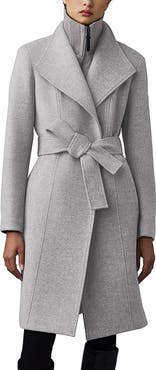 Mackage Norita Belted Double Face Wool Coat with Wool Blend Bib