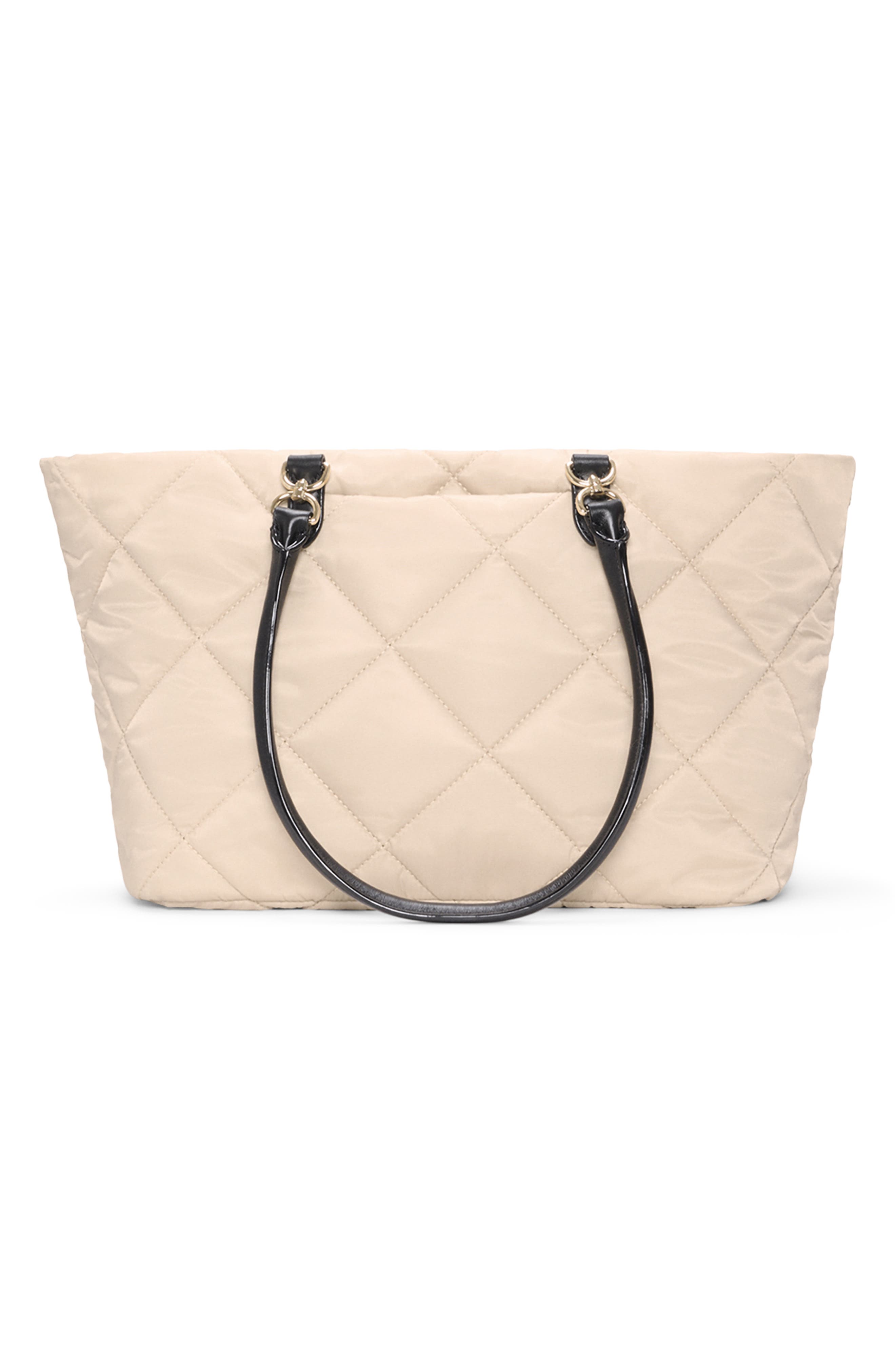 Medium Madison East/West Quilted Nylon Tote, Alternate, color, BUFF/ BLACK