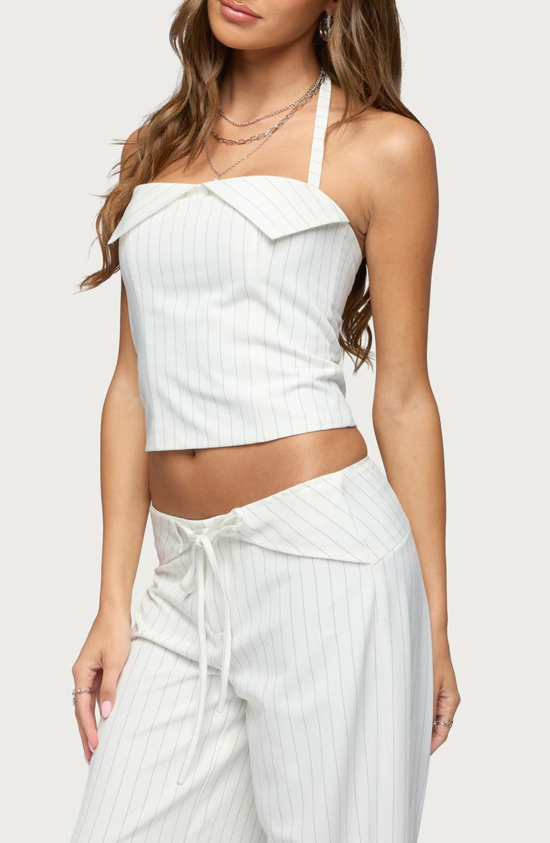 EDIKTED Parker Pinstripe Halter Top, Alternate, color, 