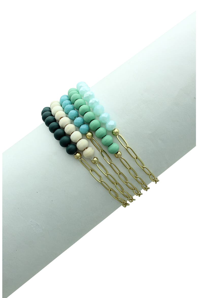 Gianna Bead & Link Bracelet Set, Alternate, color, WORN GOLD / TURQUOISE