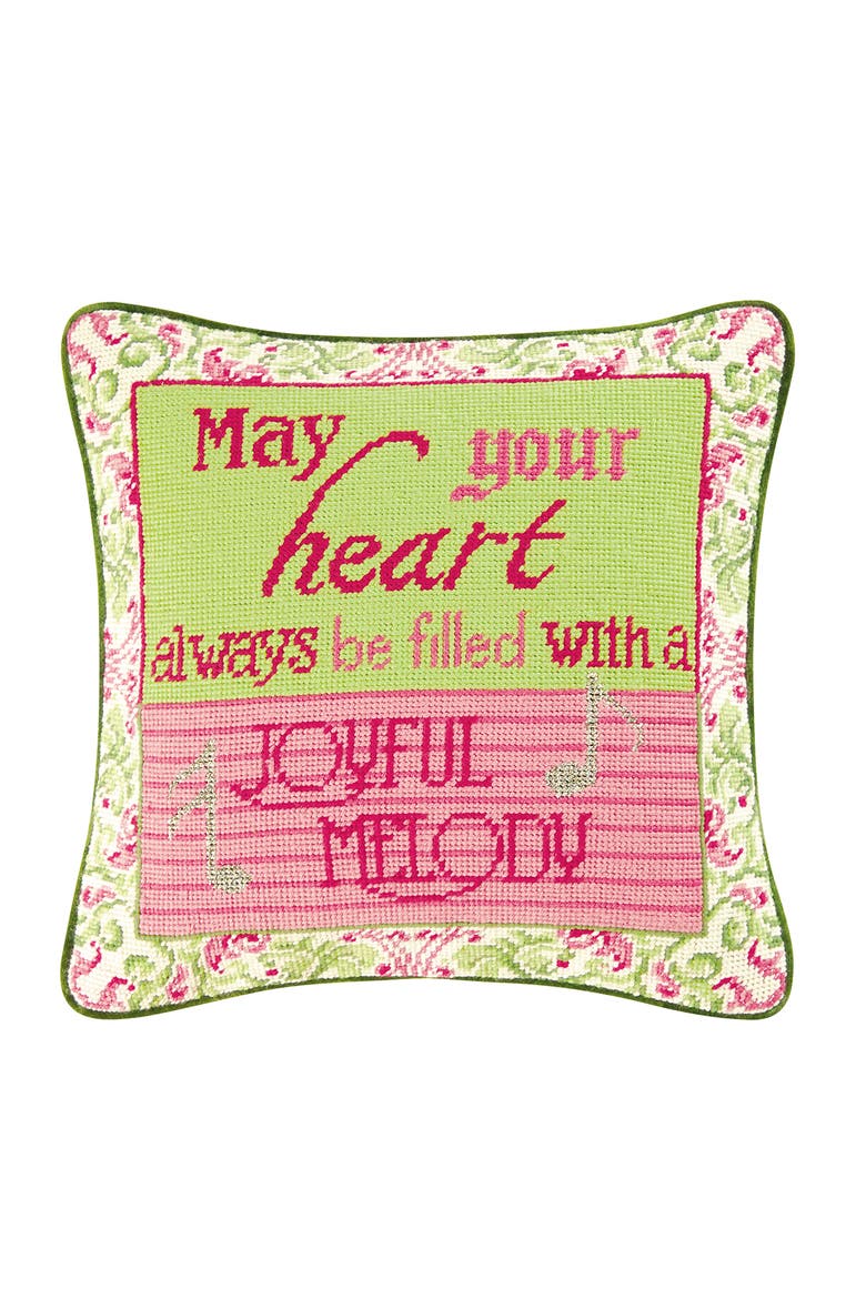 May Your Heart Always Be Needlepoint Accent Throw Pillow, Main, color, Pink