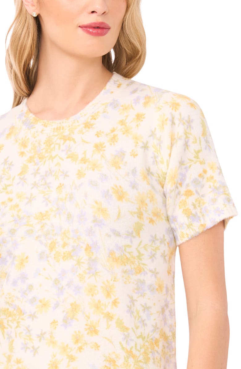 Halogen<sup>®</sup> Floral Print Short Sleeve Sweater, Alternate, color, New Ivory