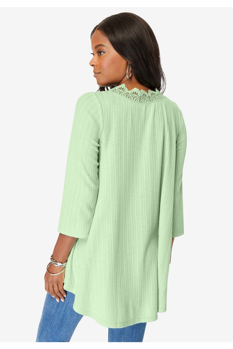 Squareneck Pointelle Top, Alternate, color, BLACK