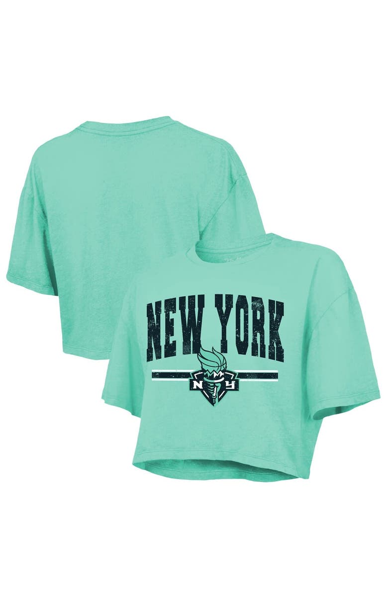 Majestic Threads Women's Majestic Threads Mint New York Liberty Chalk Stripe Boxy Crop Top, Main, color, Mint