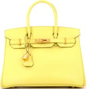 Pre-Owned Hermes Birkin Handbag Yellow Epsom With Gold Hardware 30