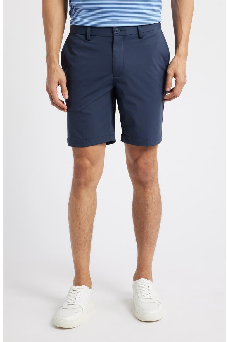 Sono Flat Front Stretch Chino Shorts, Main, color, MIDNIGHT