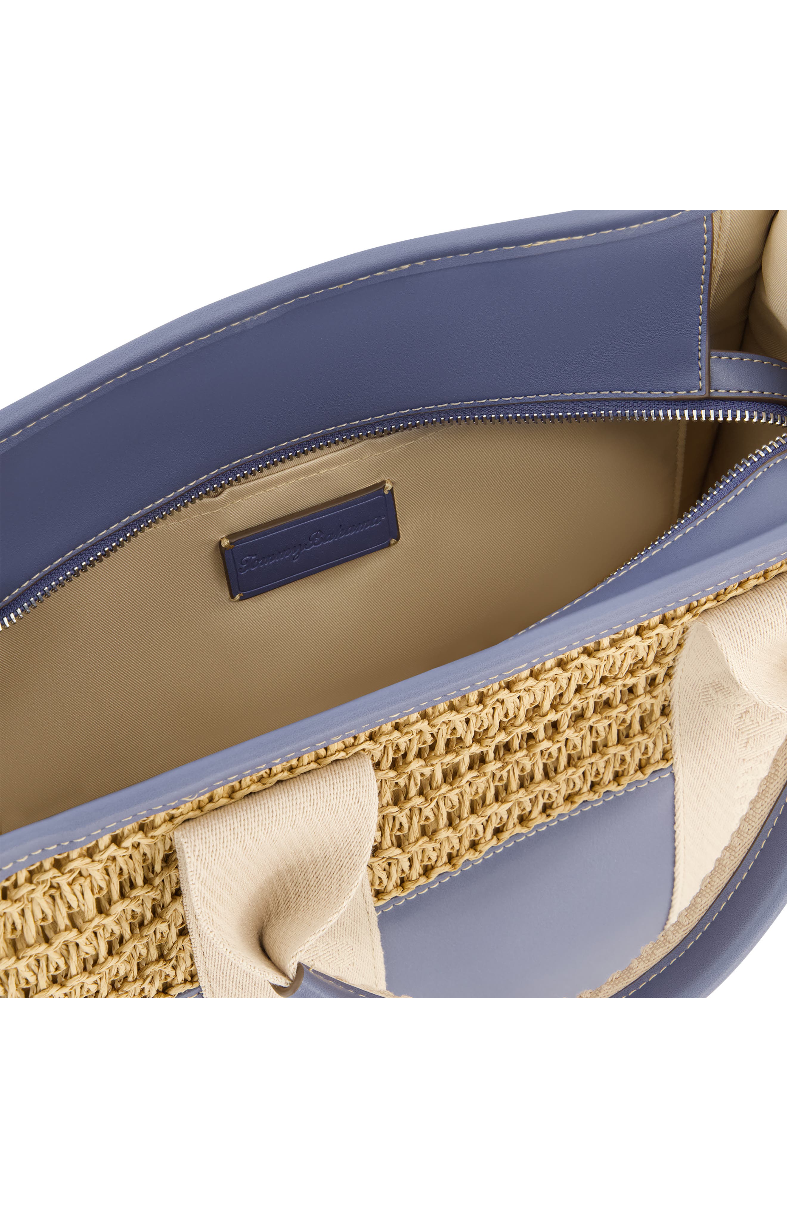 Tommy Bahama Raffia Web Strap Modern Tote Bag, Alternate, color, Navy