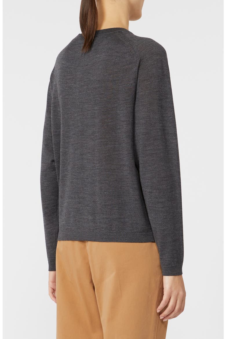 Paco Intarsia Flower Virgin Wool Crewneck Sweater, Alternate, color, DARK GREY