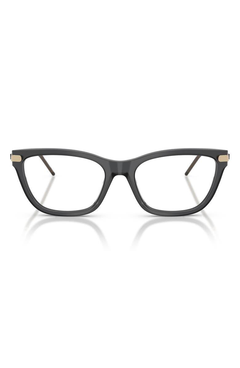 Emporio Armani 54mm Cat Eye Optical Glasses, Main, color, Shiny Opal Black / Demo Lens
