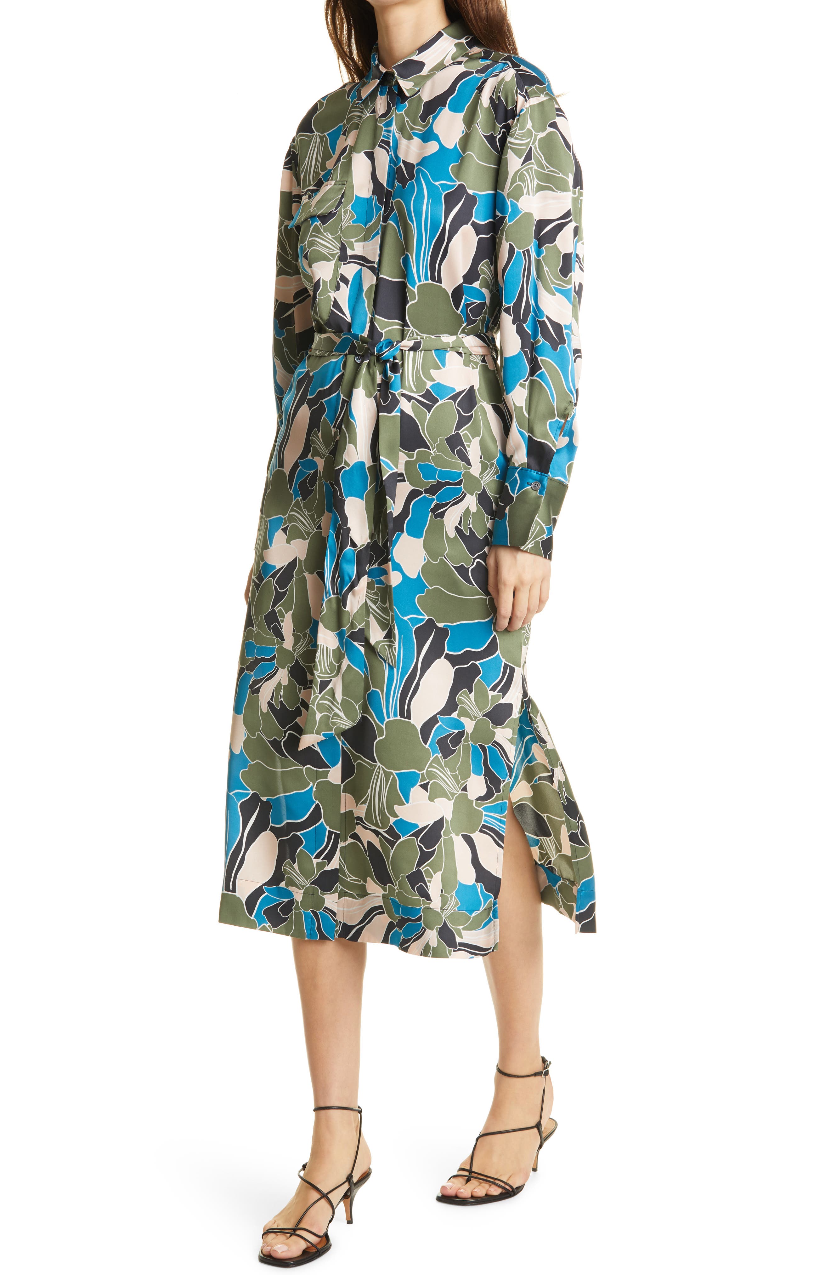 Equipment Mannon Belted Long Sleeve Silk Shirtdress (Women) | Nordstromrack