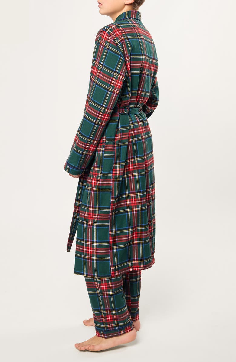 Petite Plume Kids' Brushed Twill Robe, Alternate, color, Green