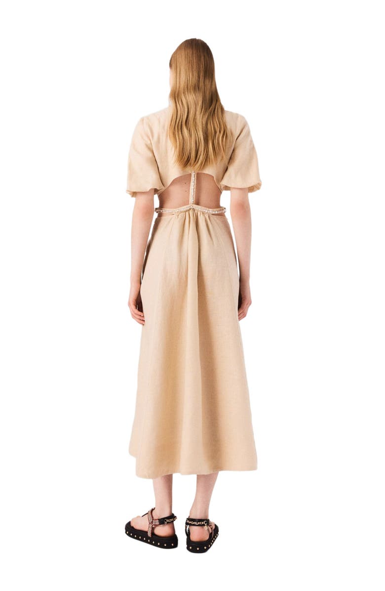 maje Linen maxi dress, Alternate, color, Beige