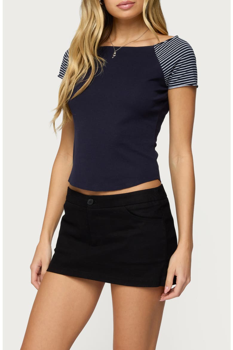 Marina Stripe Raglan Sleeve T-Shirt, Alternate, color, NAVY-AND-WHITE