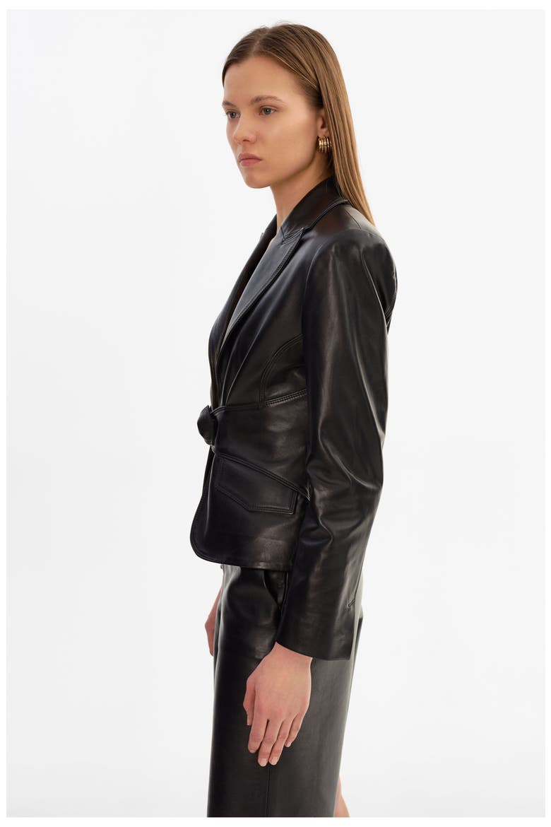 Wiley | Leather Belted Blazer, Alternate, color, Black