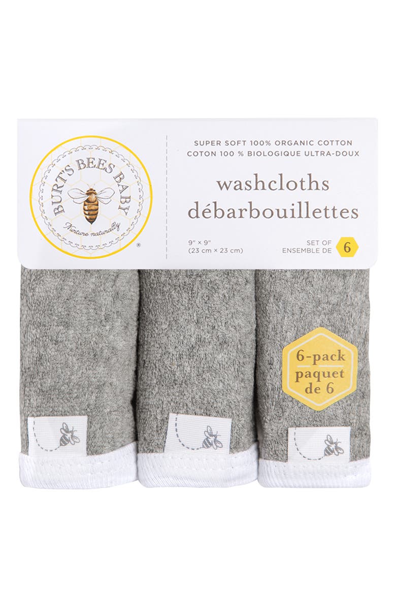 Burt's Bees 6-Pack Organic Cotton Washcloths, Alternate, color,