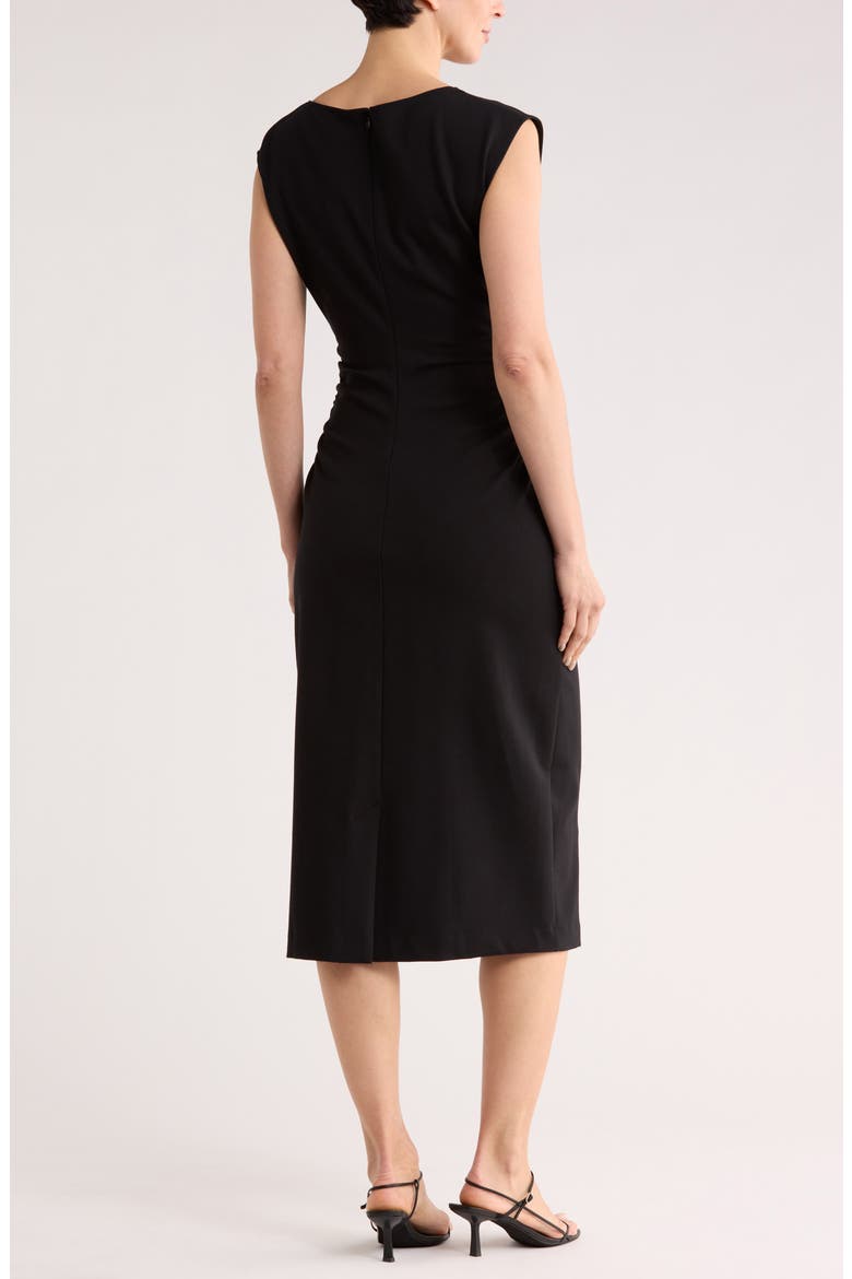 Ruched High Neck Ponte Dress, Alternate, color, BLACK