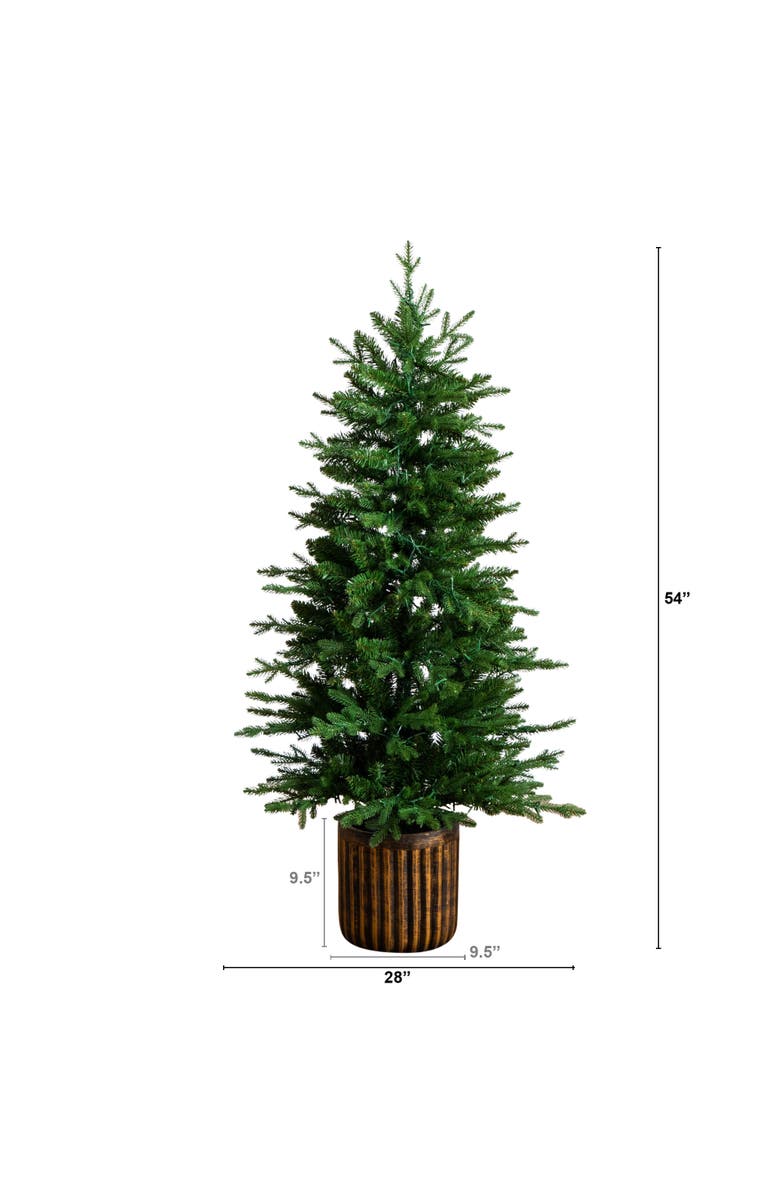 NEARLY NATURAL 4.5-ft Pre-Lit Artificial Christmas Tree in Decorative Planter with 400 Clear LED Lights, Alternate, color, 