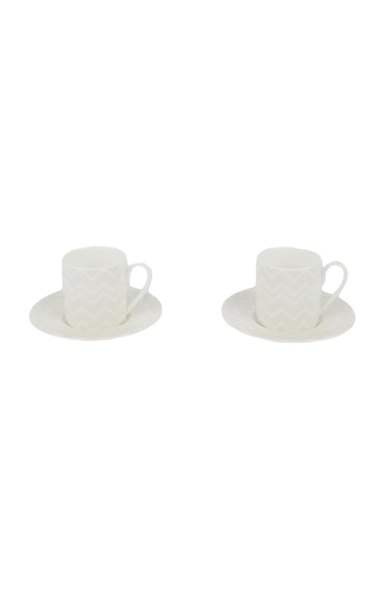 Missoni Home Zigzag White Set Of 2 Coffee Cups & Saucers, Alternate, color, 