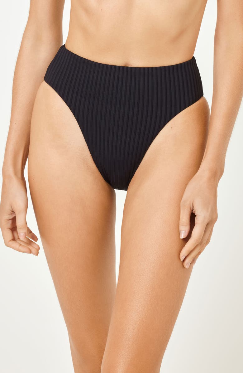 LSPACE Savannah High Waist Bikini Bottoms, Main, color, Black