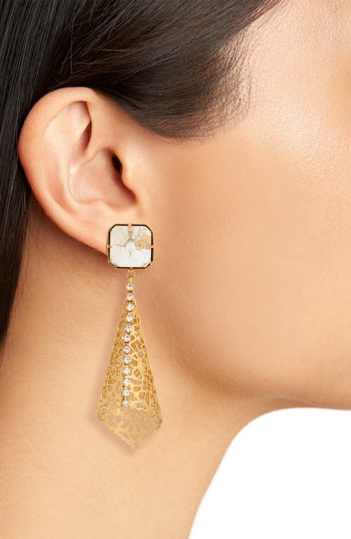 Kenneth Jay Lane Crystal Filigree Drop Earrings In Gold