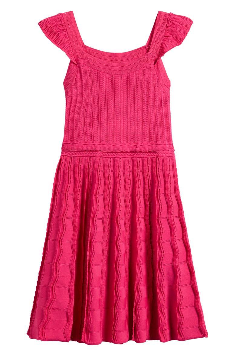 Kids' Erin Flutter Sleeve Rib Dress, Alternate, color, PINK