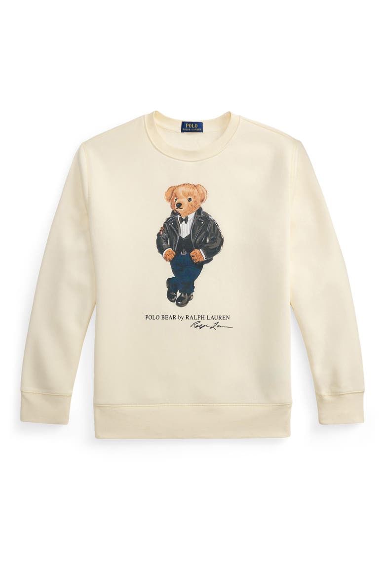 Kids' Polo Bear Graphic Sweatshirt, Main, color, CLUBHOUSE CREAM