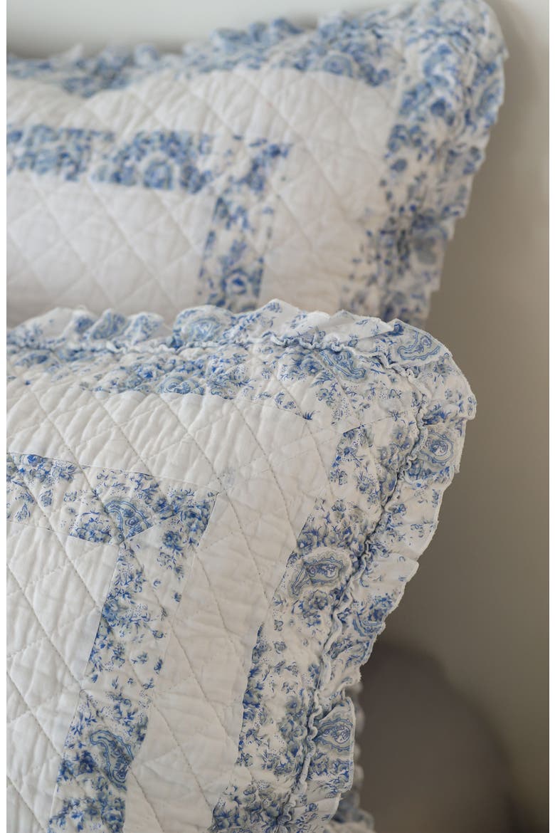 Soft Garden Ruffle Quilt Set - King, Alternate, color, SLATE BLUE
