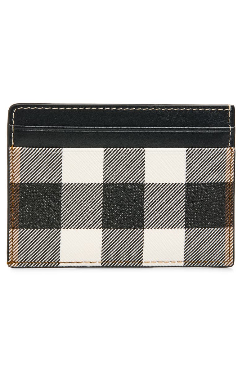 Burberry Sandon Check Leather Card Case, Alternate, color, Dark Birch Brown/ Black/ White