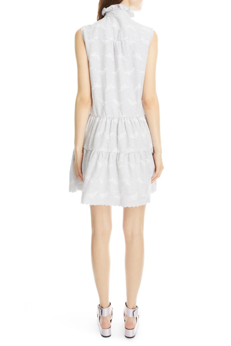 Porto Embroidered Floral Tiered Seersucker Dress, Alternate, color, BLUE/ WHITE