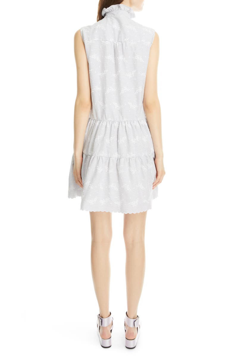Erdem Porto Embroidered Floral Tiered Seersucker Dress, Alternate, color, 