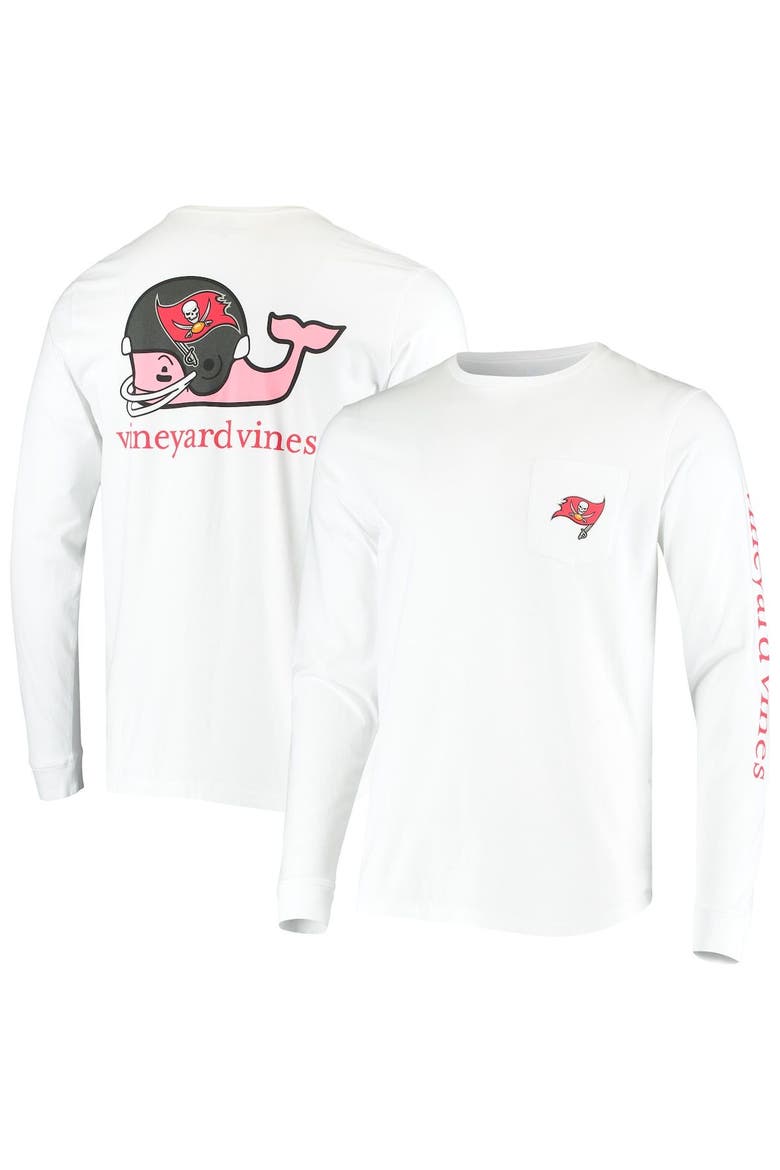 Men's Vineyard Vines White Tampa Bay Buccaneers Whale Helmet Long Sleeve T-Shirt, Alternate, color, White