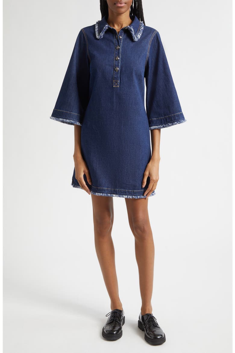 Dany Fringe Denim Shirtdress, Main, color, TWILIGHT