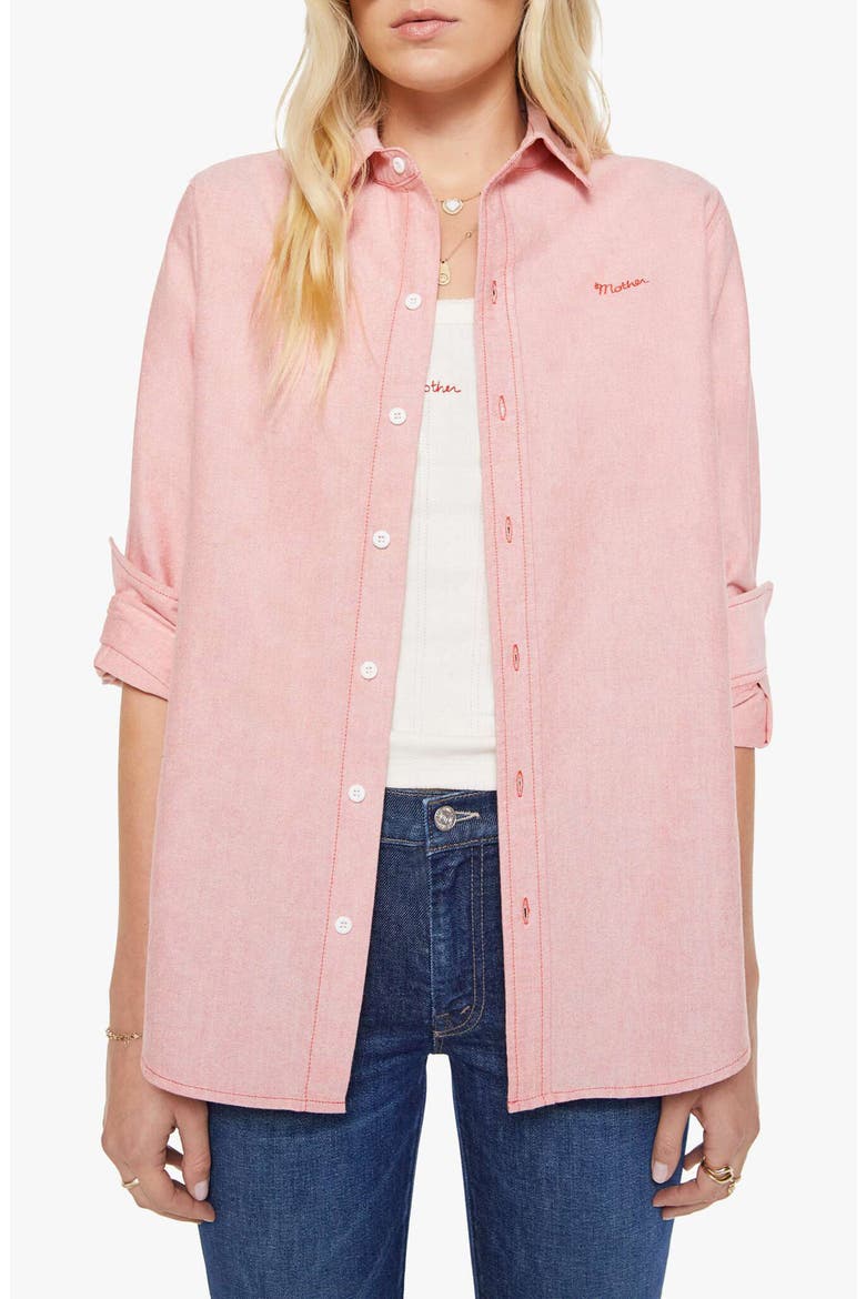 The Bestie Cotton Button-Up Shirt, Main, color, RED