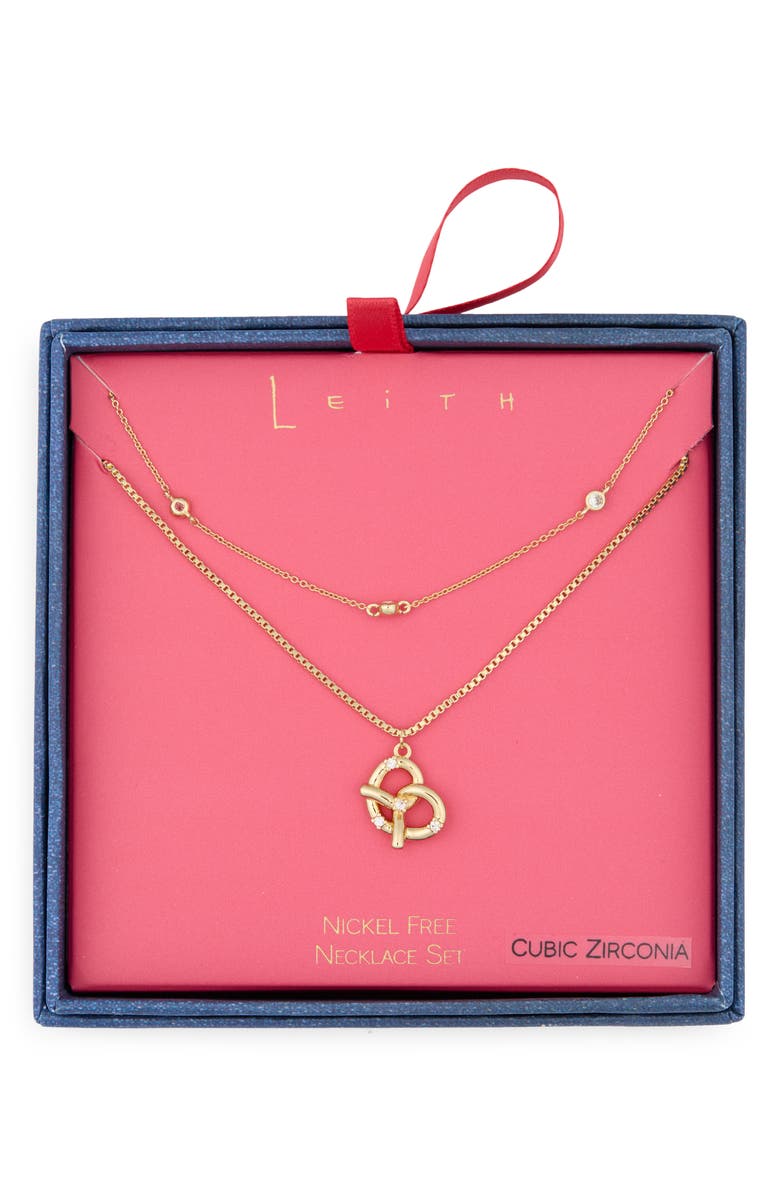 Leith Layered Pretzel Pendant Necklace, Main, color, Clear- Gold