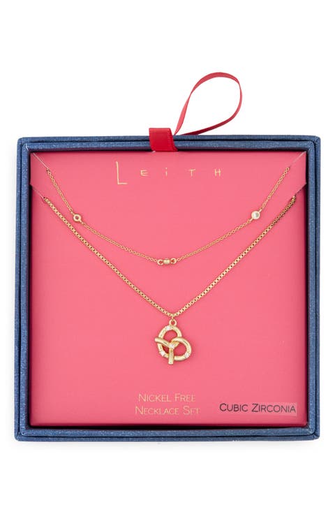 Layered Pretzel Pendant Necklace