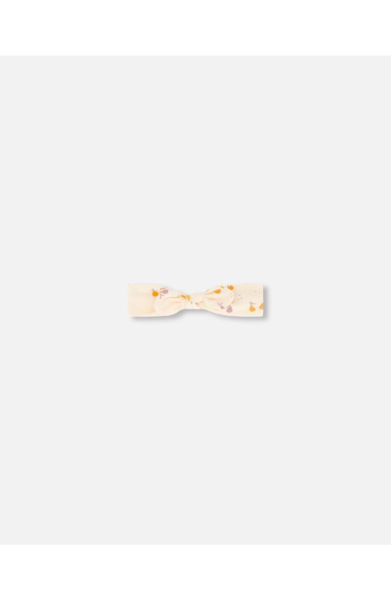 Deux par Deux Baby Girl's Printed Organic Cotton Headband Peach With Pears, Main, color, 