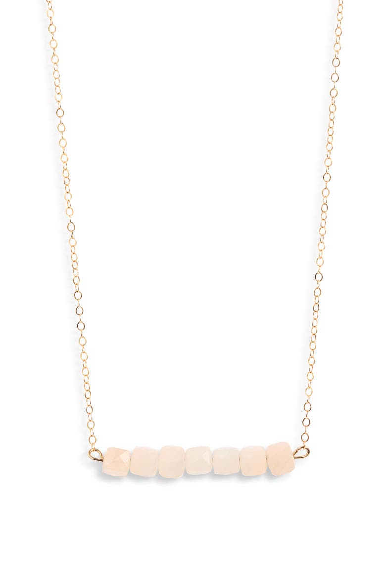 Rozque 14k Gold Rose Quartz Bar Necklace, Main, color, ROSE QUARTZ