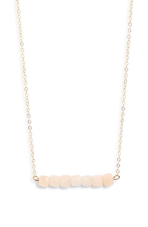 Rozque 14k Gold Rose Quartz Bar Necklace