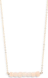 House of Olia Rozque 14k Gold Rose Quartz Bar Necklace