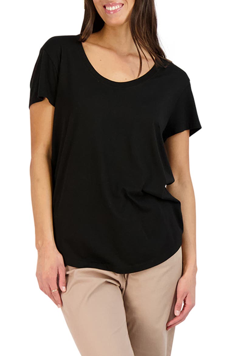 Scoop Neck T-Shirt, Main, color, BLACK