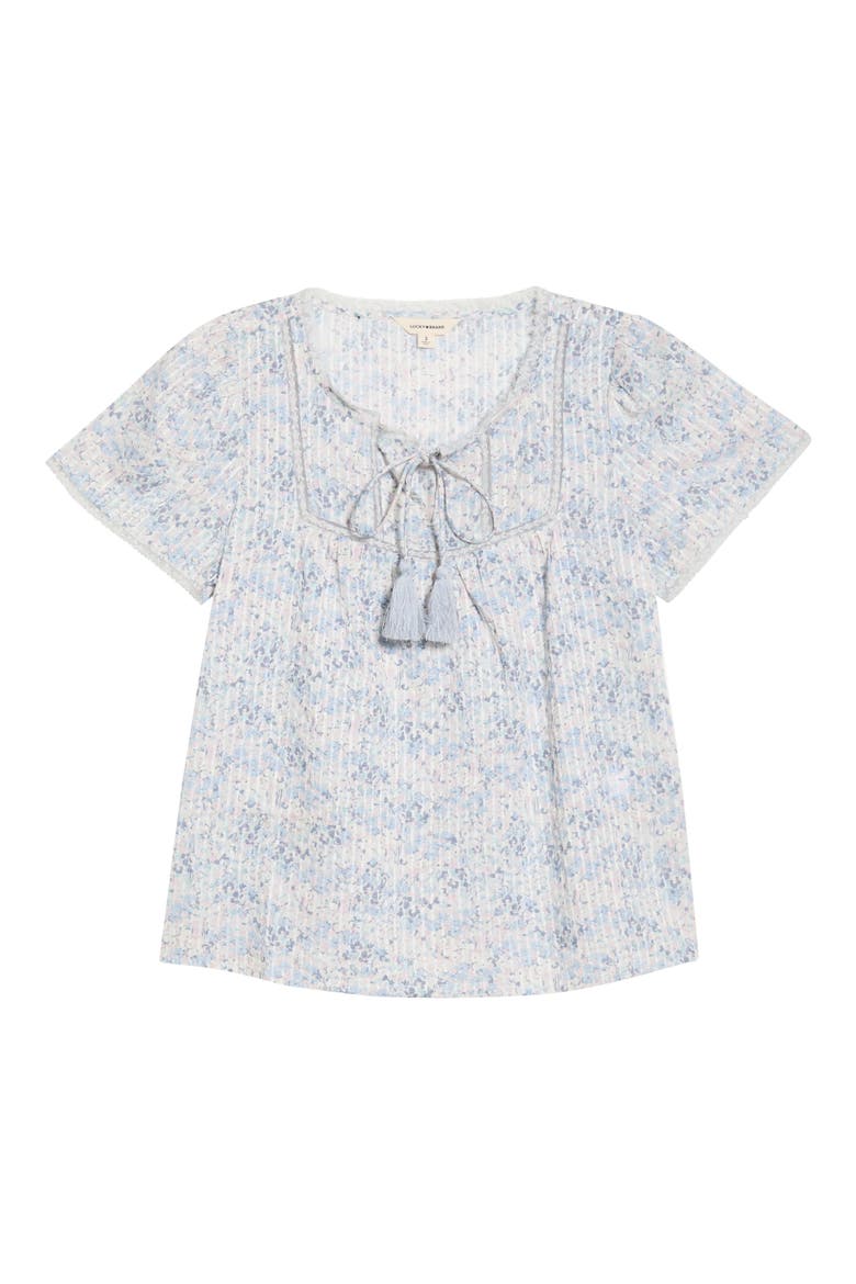 Floral Flutter Sleeve Cotton Blend Top, Alternate, color, BLUE FLORAL