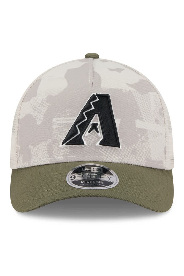 Men's New Era Light Beige/Olive Arizona Diamondbacks 2025 Armed Forces Day 9FORTY M-Crown A-Frame Adjustable Hat, Alternate, color, Light Beige