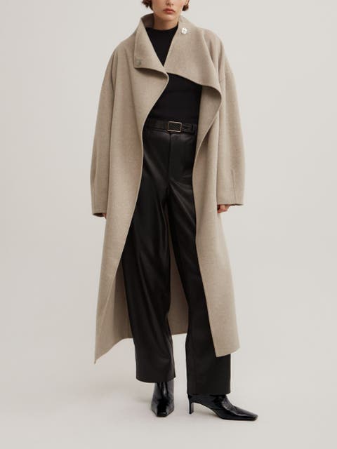 Funnel Wrap Neck Longline Coat