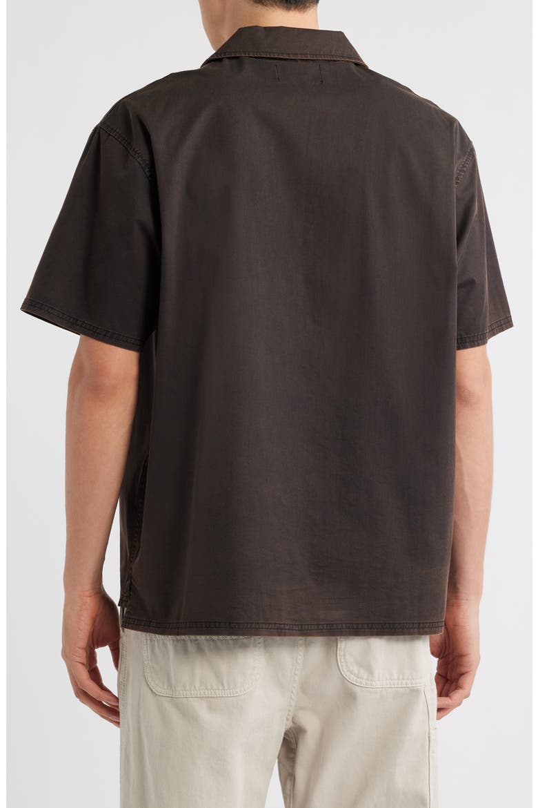 Script Embroidery Camp Shirt, Alternate, color, JET BLACK
