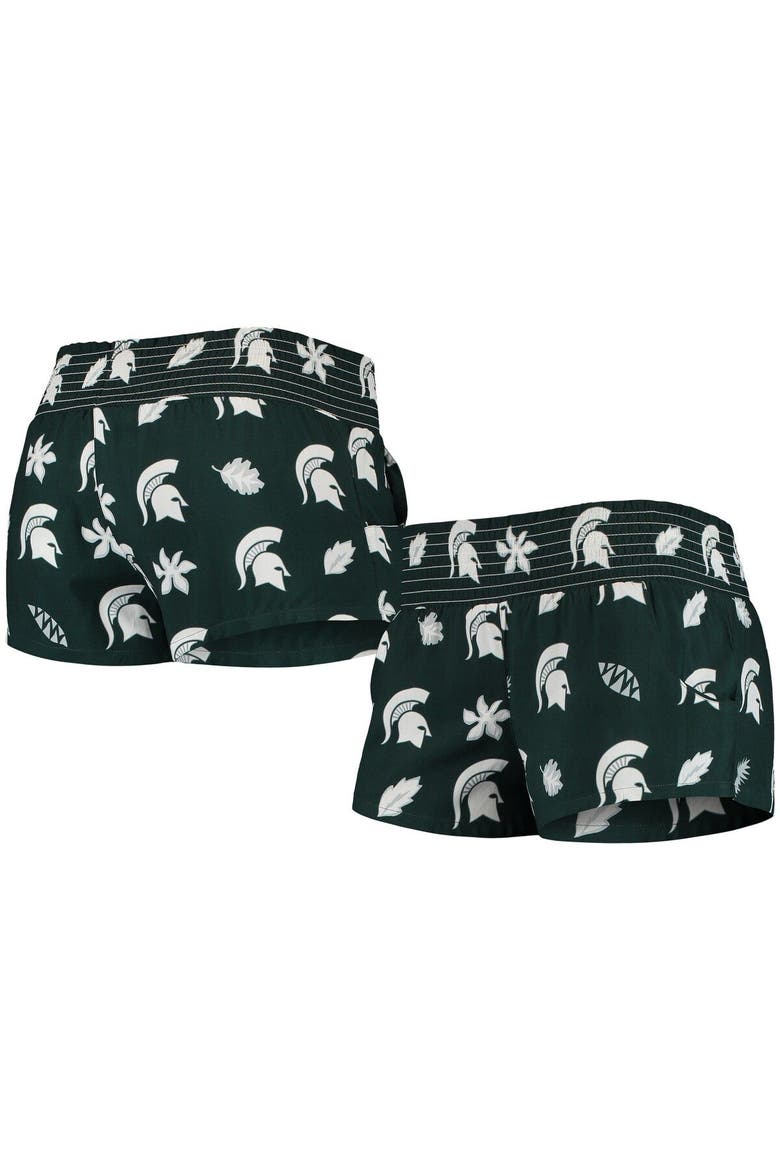 Women's Wes & Willy Green Michigan State Spartans Beach Shorts, Main, color, Green
